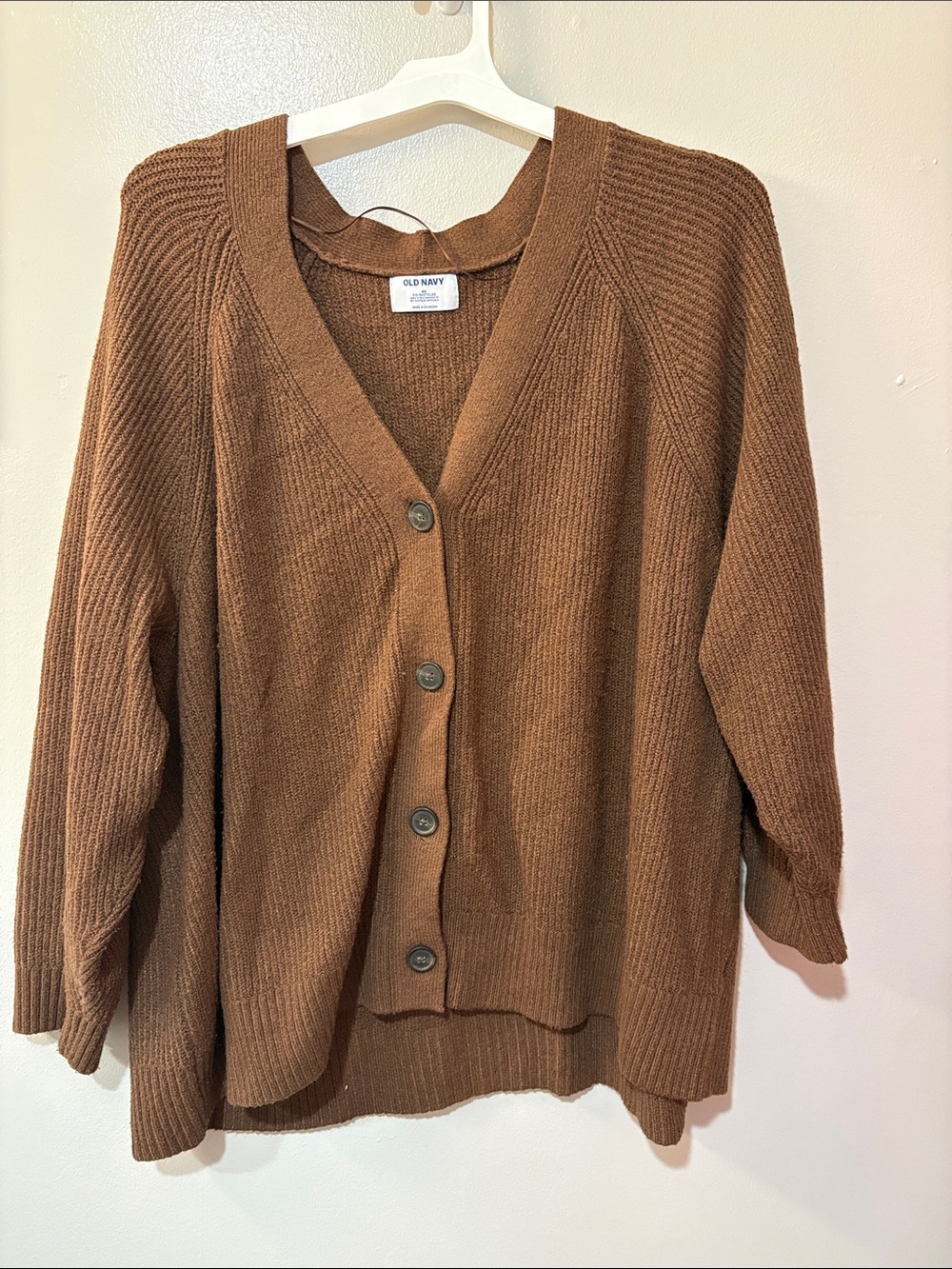 Old Navy Brown Ribbed V-Neck Button Cardigan